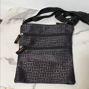 Elegant Black Patterned Messenger Bag